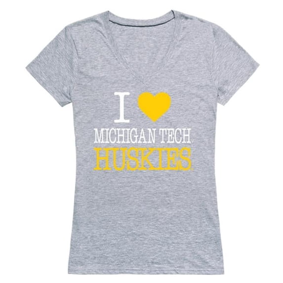 Michigan Technological University I Love Women T-Shirt, Heather Grey - Large