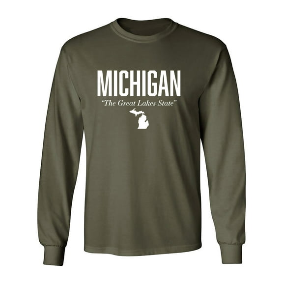 Michigan The Great Lakes State Adult Long Sleeve T-shirt