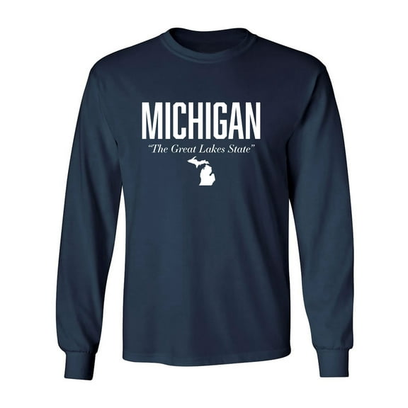 Michigan The Great Lakes State Adult Long Sleeve T-shirt