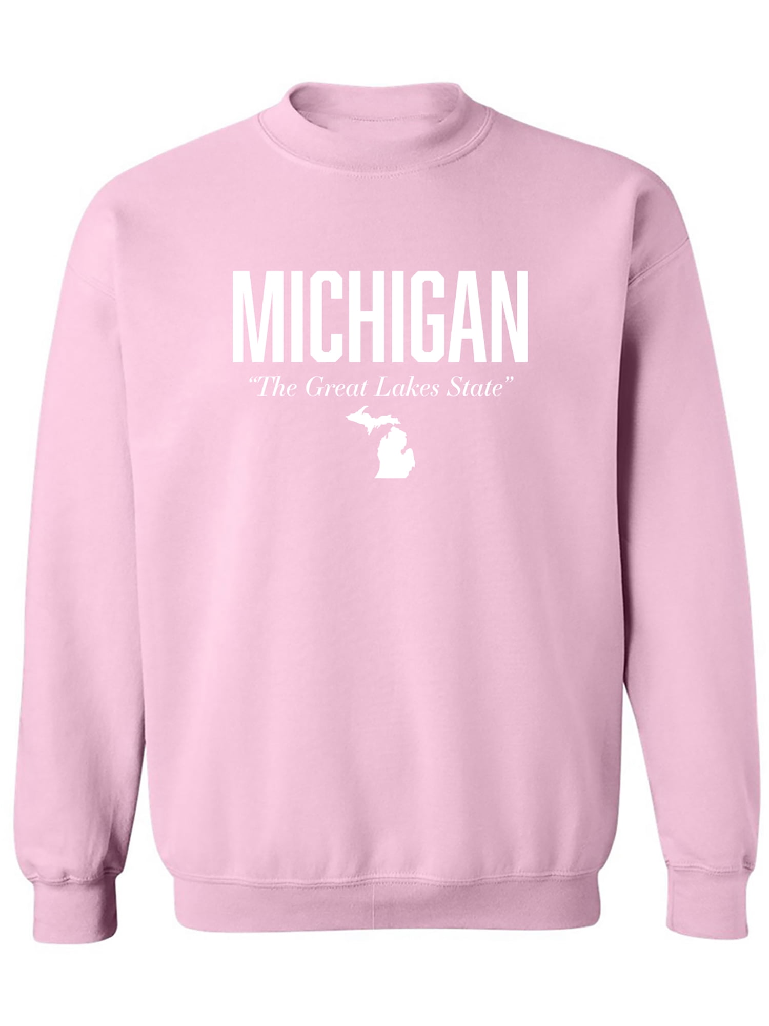 Zerogravitee Michigan The Great Lakes State Crewneck Sweatshirt - 50/50 Cotton Polyester, Pre-Shrunk, Made In USA
