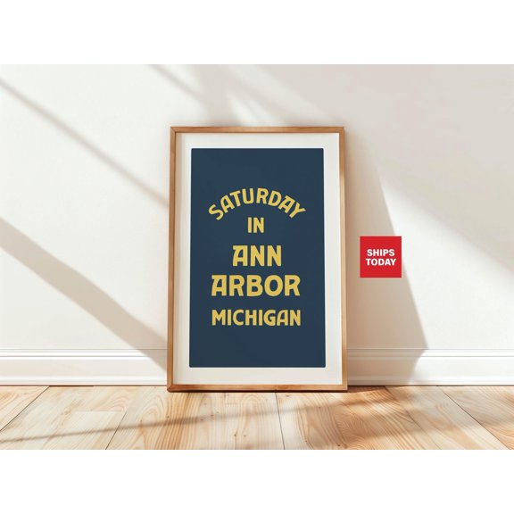 Michigan Travel Poster Ann Arbor Art Retro Ann Arbor Travel Poster Michigan Wall Art , Poster Print Only