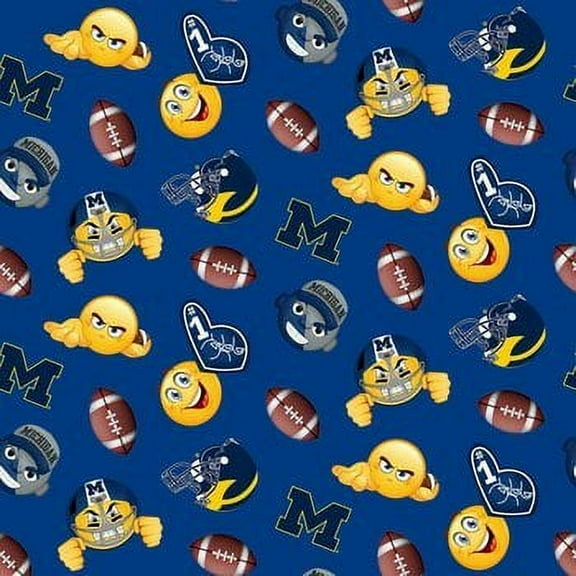Michigan University Wolverines Emoji Fleece Fabric 58" by the yard
