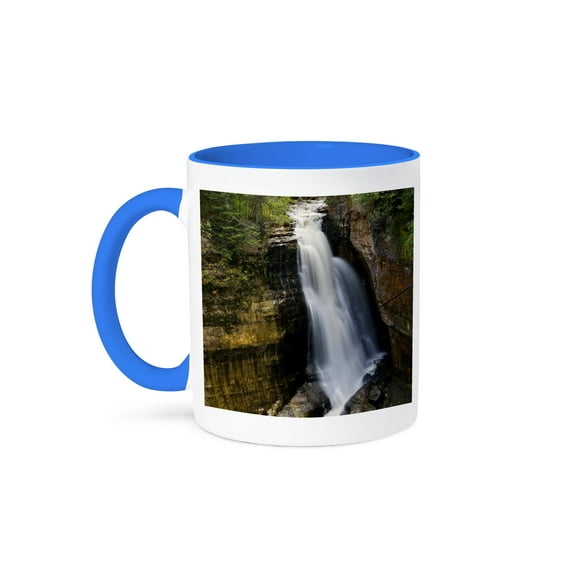 3dRose, Michigan, Upper Peninsula. Miners Waterfalls - US23 BJA0124 - Jaynes Gallery, 11oz Two-Tone Blue Mug