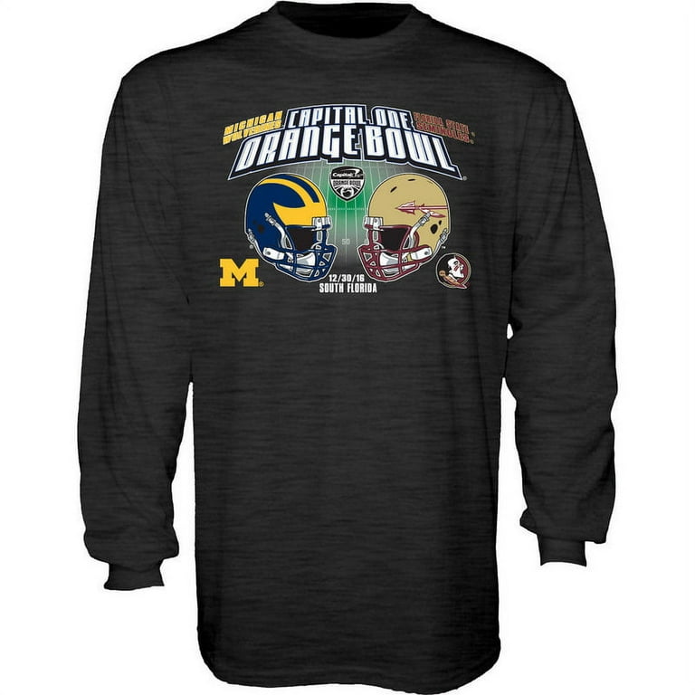 Michigan Vs FSU Orange Bowl Long Sleeve Tshirt Charcoal XL