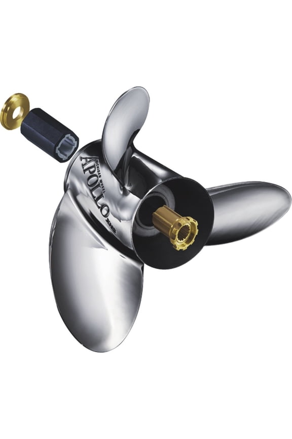 993143 Apollo B-Series 3-Blade Stainless Steel Propeller - RH, 13-3/8" Diameter x 15" Pitch