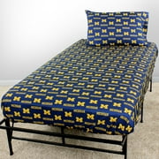 Michigan Wolverines 100% cotton, 3 piece sheet set - flat sheet, fitted sheet, 1 pillow case, Twin, Team Colors