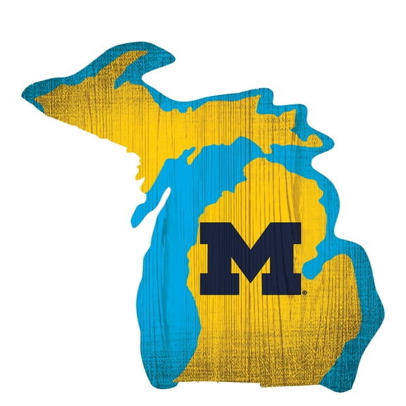 Michigan Wolverines 12" Logo State Sign