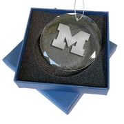 Michigan Wolverines 3.25 Laser Engraved Glass Ornament