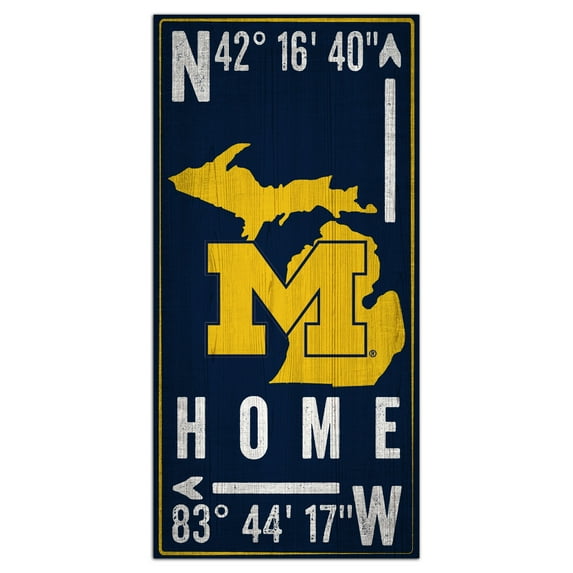 Michigan Wolverines 6'' x 12'' Team Coordinate Sign