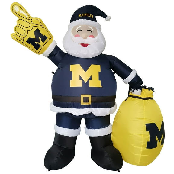 Michigan Wolverines 7' Inflatable Santa