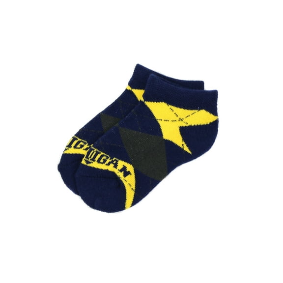 Michigan Wolverines Child Argyle No Show Sock - Donegal Bay - Unisex - Child - No-Show