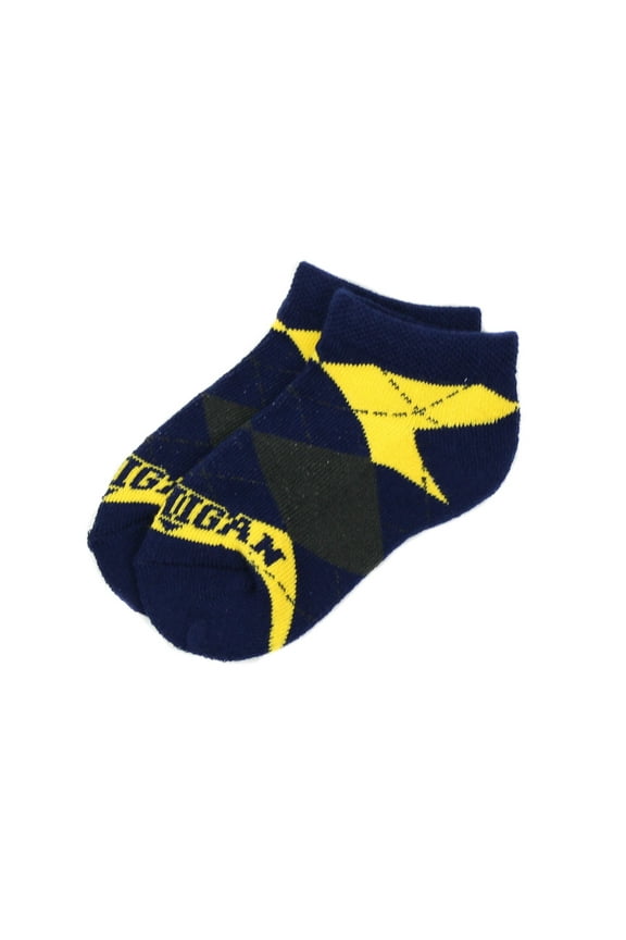 Michigan Wolverines Child Argyle No Show Sock - Donegal Bay - Unisex - Child - No-Show