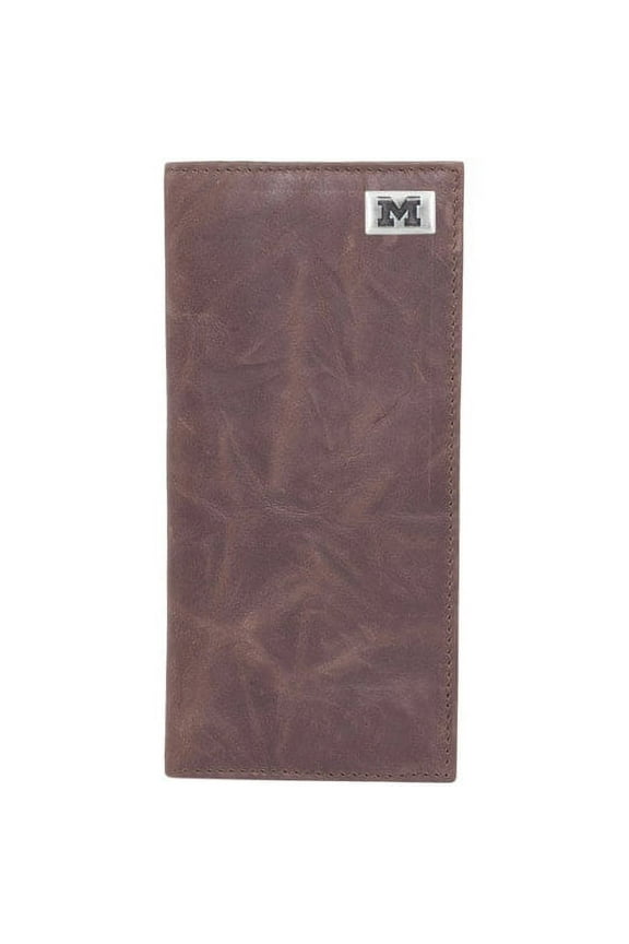 Michigan Wolverines Leather Secretary Wallet with Concho - Brown