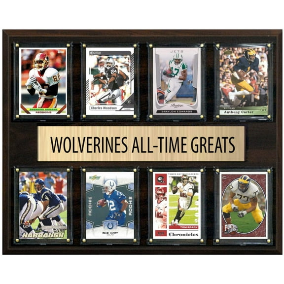 Michigan Wolverines Legends Plaque 8 Cards Tom Brady Howard Harbaugh Donruss