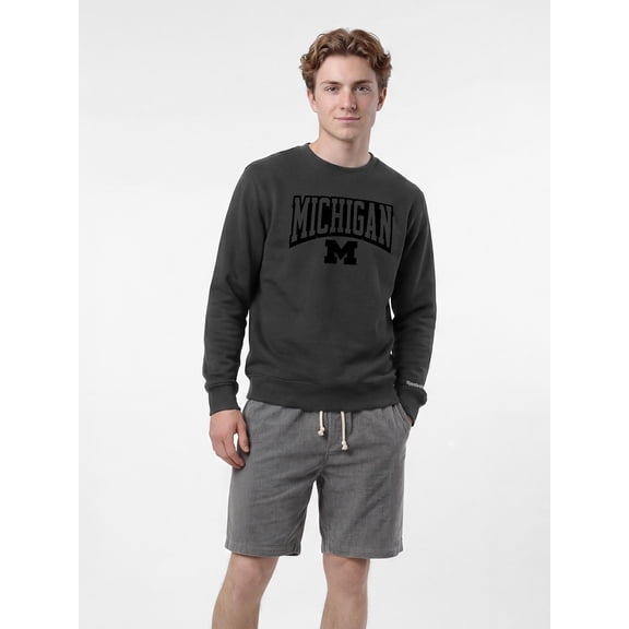 Michigan Wolverines Reebok Mens Black Crew Neck Sweatshirt
