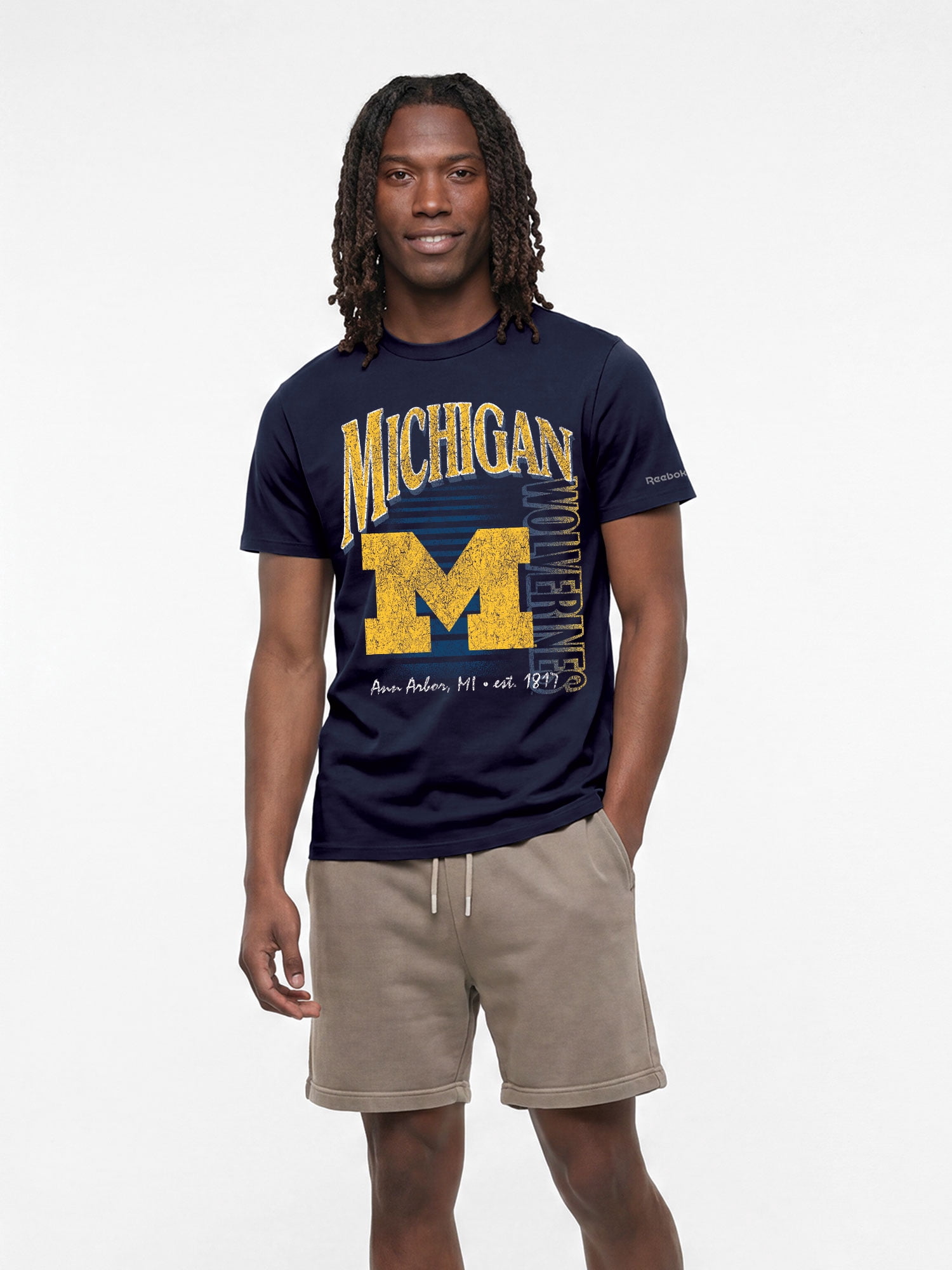 Michigan Wolverines Reebok Mens Crew Neck Short Sleeve T-Shirt