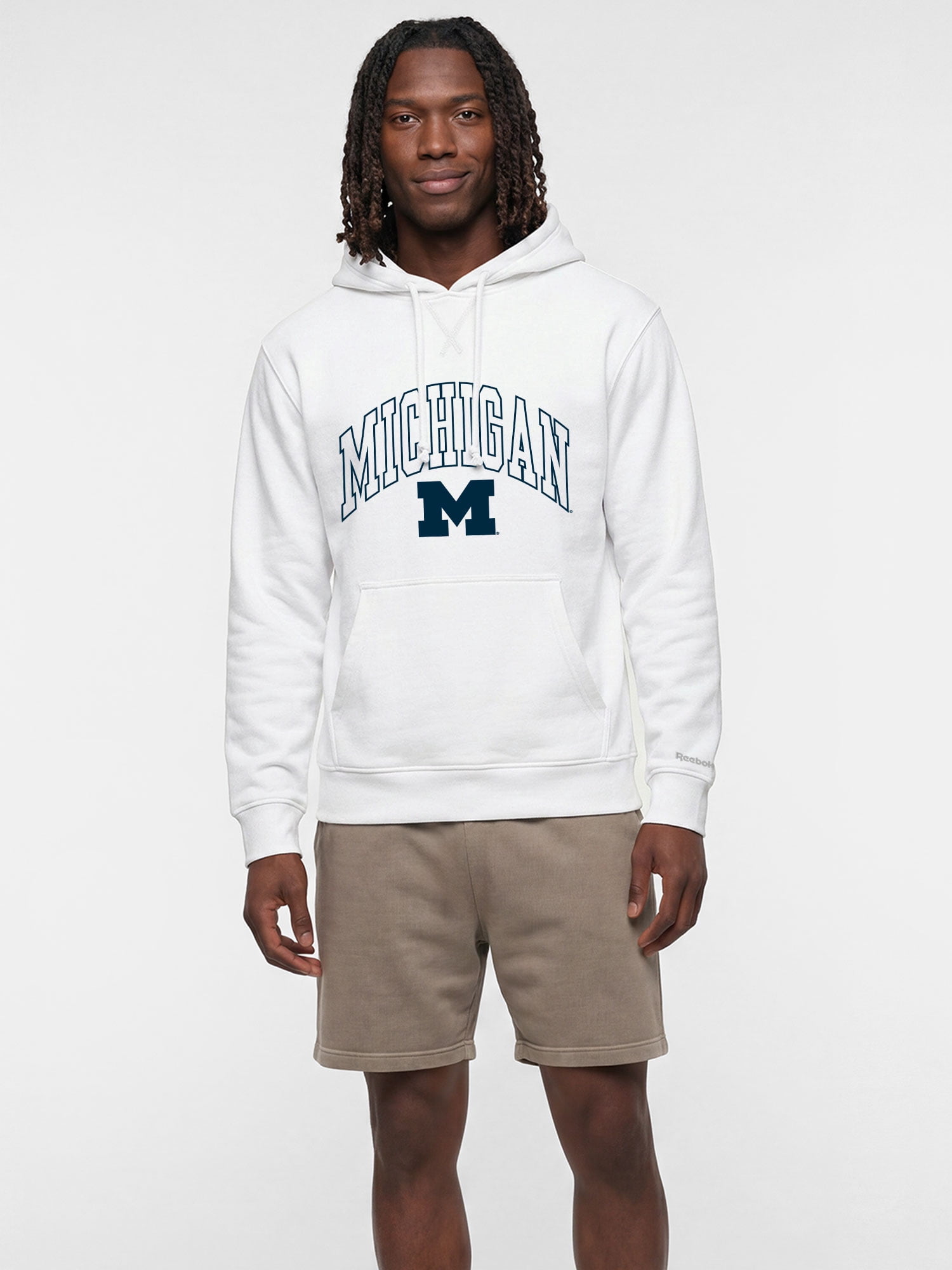 Michigan Wolverines Reebok Mens White Hooded Sweatshirt