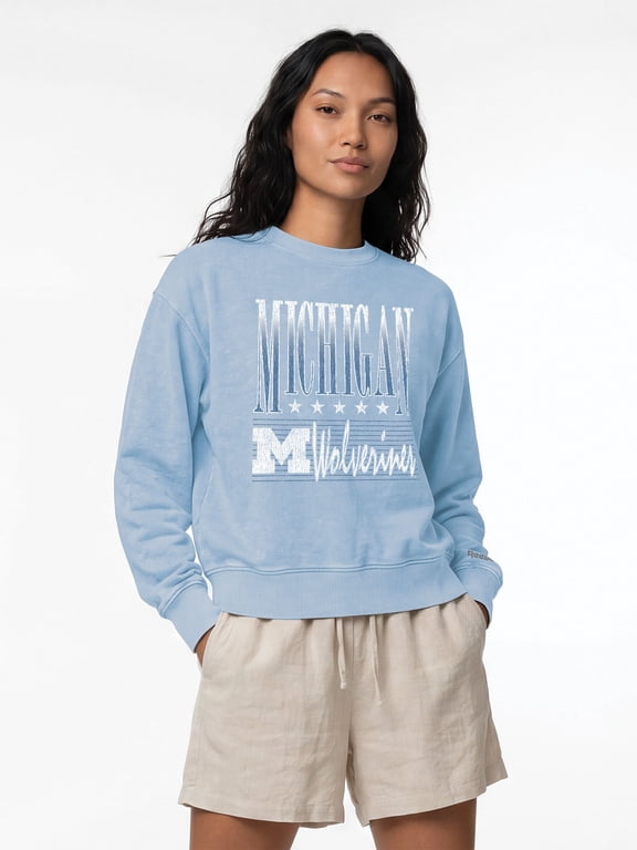 Reebok Womens Denim Wash Mock Neck Sweatshirt