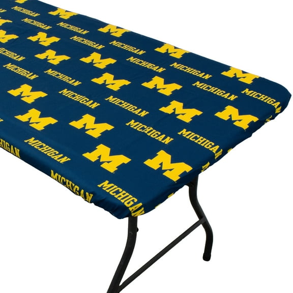 Michigan Wolverines Tailgate Fitted Tablecloth, 72" x 30", 6 ft table - 72" x 30", 6 ft table