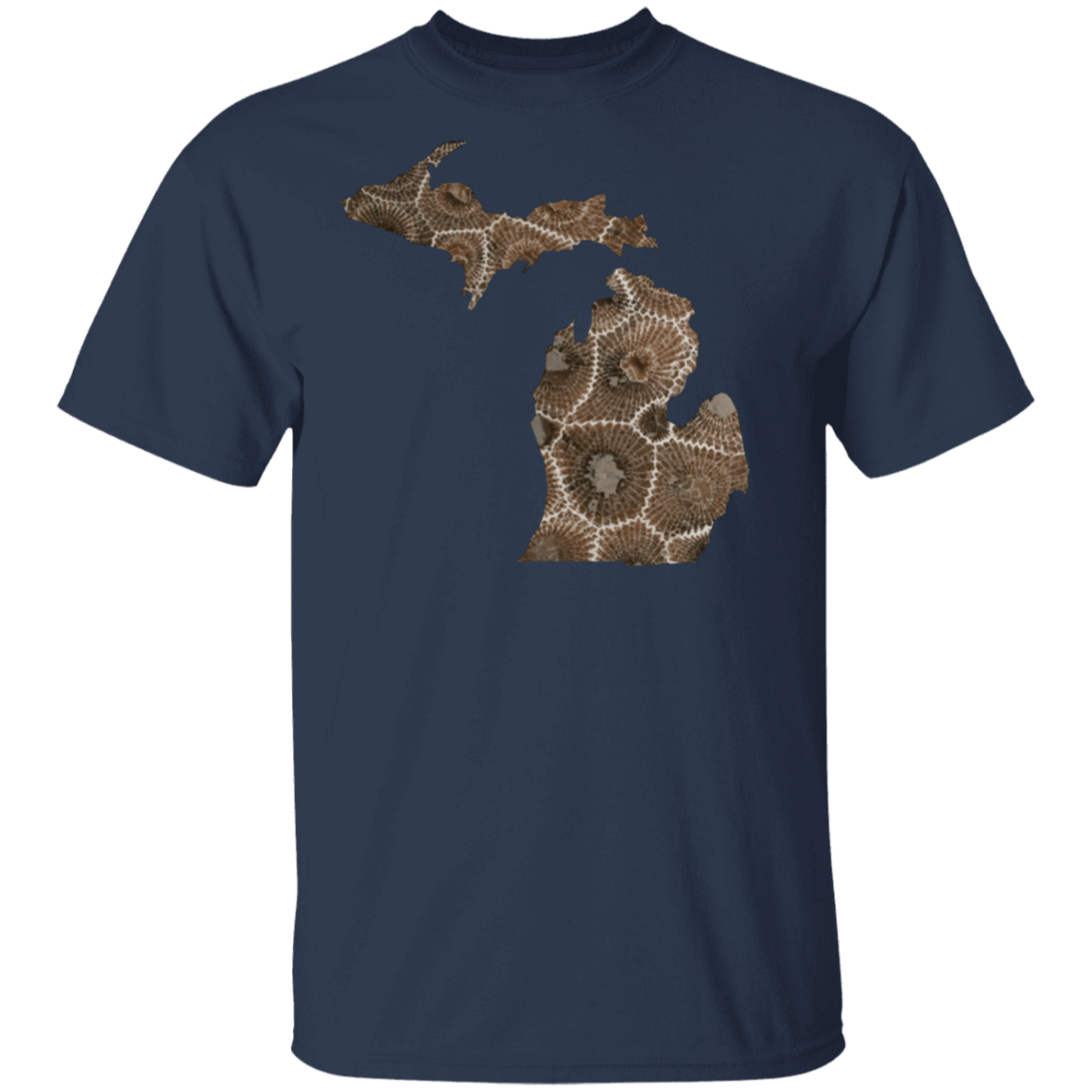 Michigan is Petoskey Stones Gildan 5.3 oz. TShirt Navy 2XL