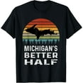 thumbnail image 1 of Michigan's Better Half Upper Peninsula Michigan MI Yooper T-ShirtMen's and women's gift, black and white T-shirt, size: Extra large S-4XL, 1 of 4