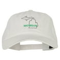 thumbnail image 1 of Michigan with Map Outline Embroidered Washed Cotton Twill Cap - White OSFM, 1 of 5