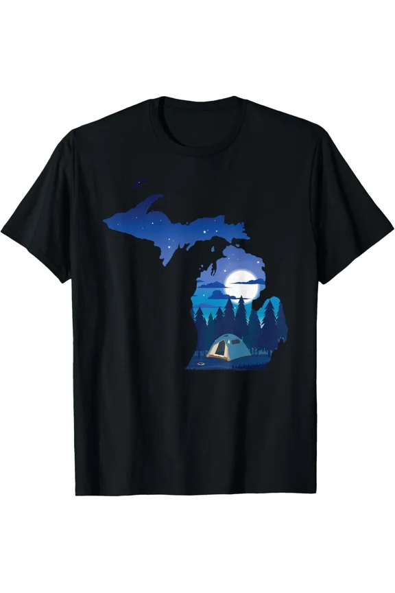 Michigander Great Lakes Lover Summer Michigan Camping Adventure Unisex T-Shirt, up to size 5XL