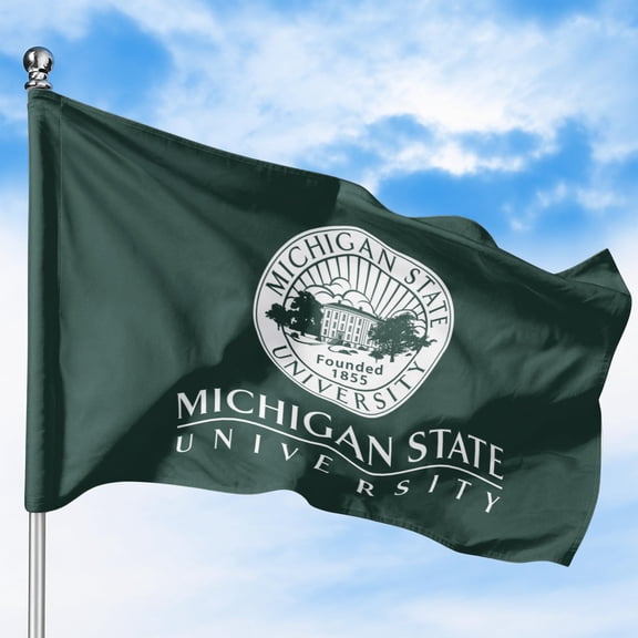 Michigann State Universitty Outdoor Flag (1x1.5ft) by DreamController - Durable, Fade-Resistant Polyester, Double-Stitched, Brass Grommets - HD Printed University Flag - Made in USA