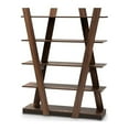 thumbnail image 1 of Baxton Studio Michio Modern and Contemporary Walnut Brown Finished 5-Tier Wood Geometric Living Room Display Shelf, 1 of 5