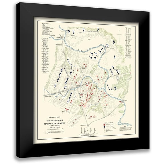 Michler 12x13 Black Modern Framed Museum Art Print Titled - Youngs Branch Manassas Plains Virginia
