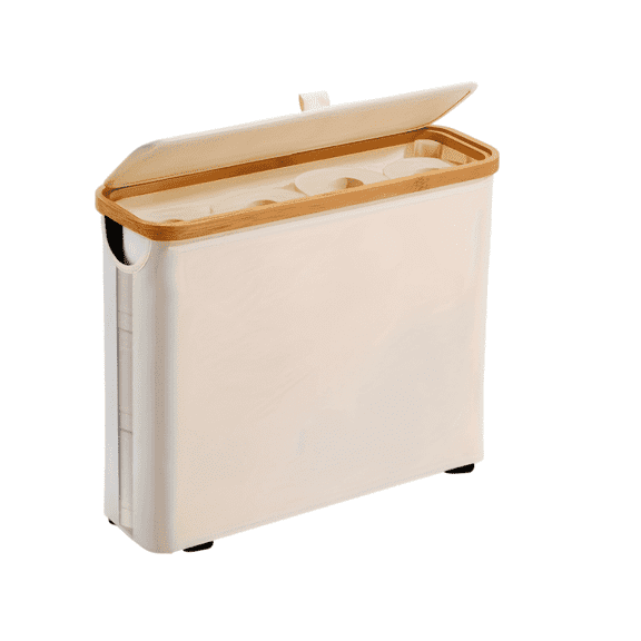 Michnild Toilet Paper Storage with Lid, Slim Bathroom Organizer, Cat Proof Toilet Paper Holder for Small Space & RV