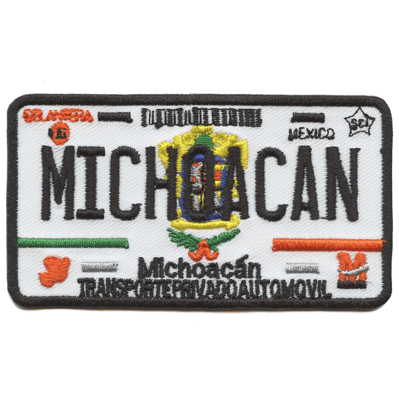 Michoacan License Plate Patch Fun Mexico Travel Embroidered Iron On