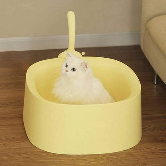 Michu Macaron High Edge Open Style Extra Large Cat Litter Box, Scoop Included Pineapple