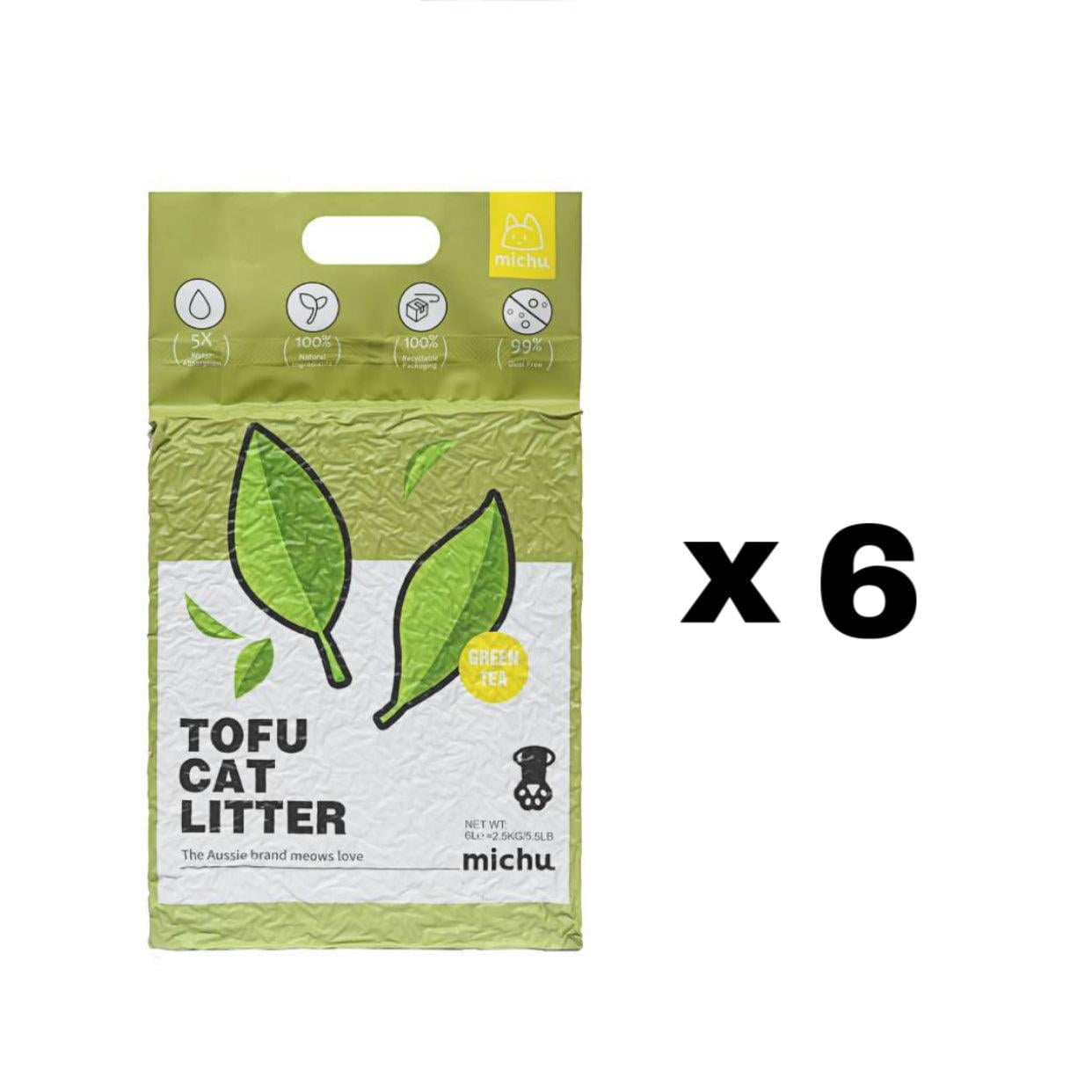 Michu Natural Clumping Tofu Cat Litter 5.5lb/88oz (Green Tea)