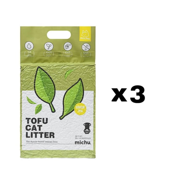 Michu Natural Clumping Tofu Cat Litter 5.5lb/88oz (Green Tea)