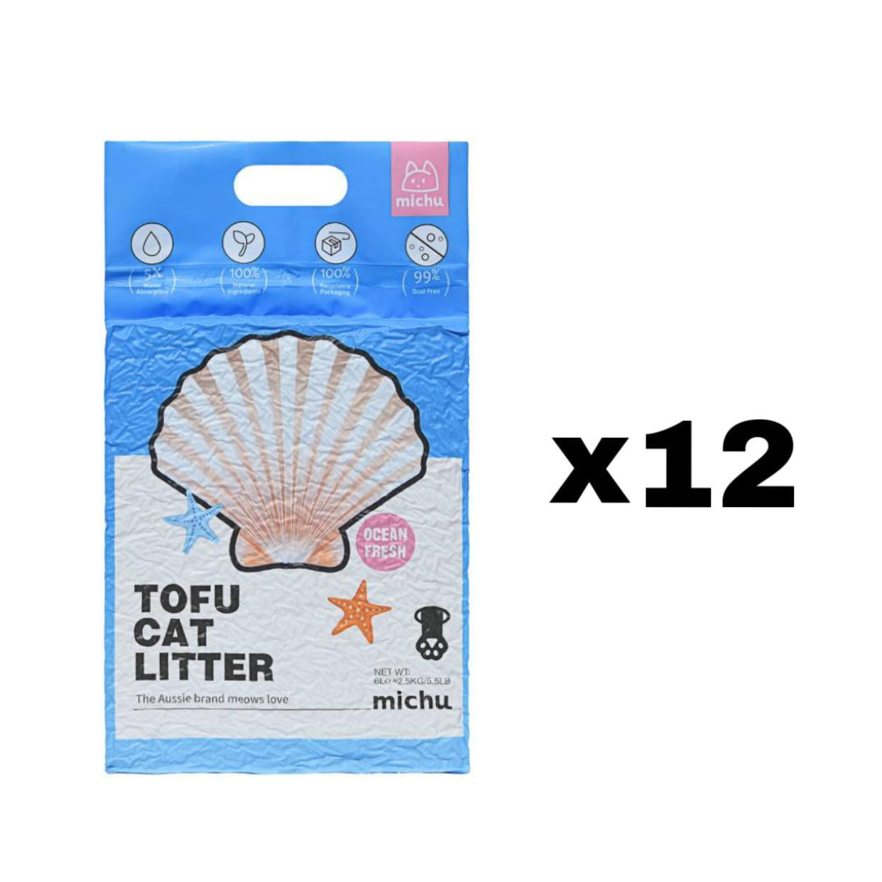 Michu Natural Clumping Tofu Cat Litter 5.5lb/88oz (Ocean Fresh)