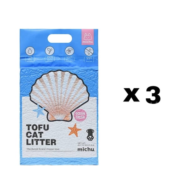 Michu Natural Clumping Tofu Cat Litter 5.5lb/88oz (Ocean Fresh)