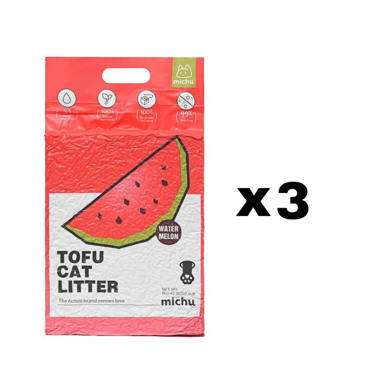 Michu Natural Clumping Tofu Cat Litter 5.5lb/88oz (Watermelon)
