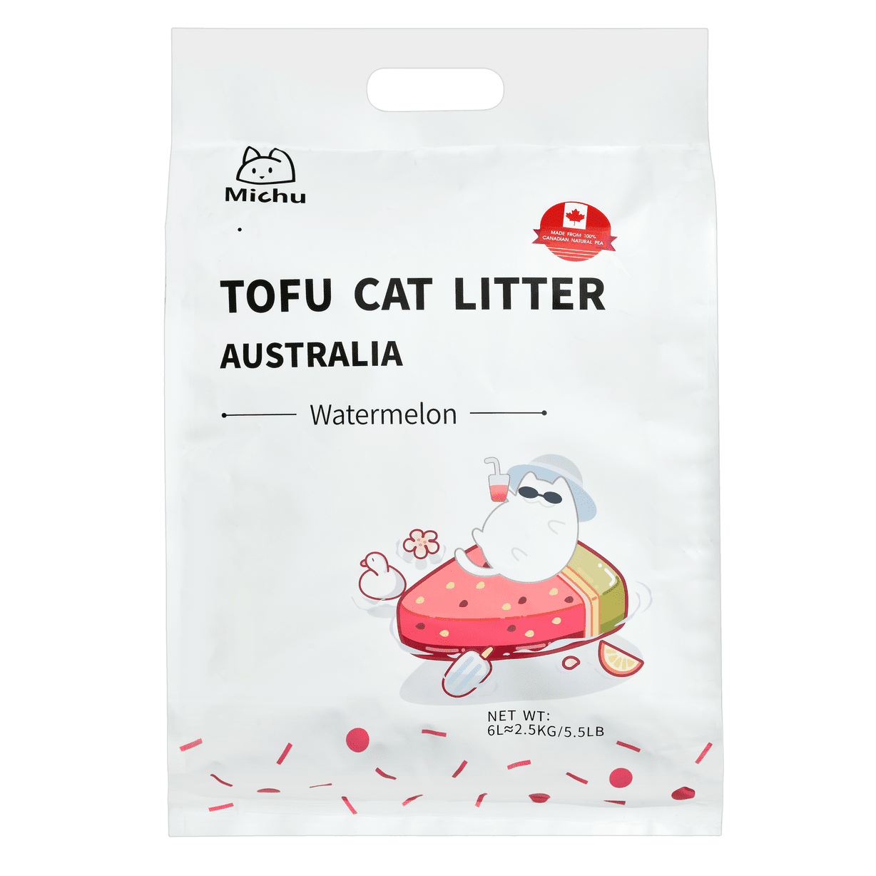 Michu Natural Clumping Tofu Cat Litter (Watermelon) 5.5lb/88oz