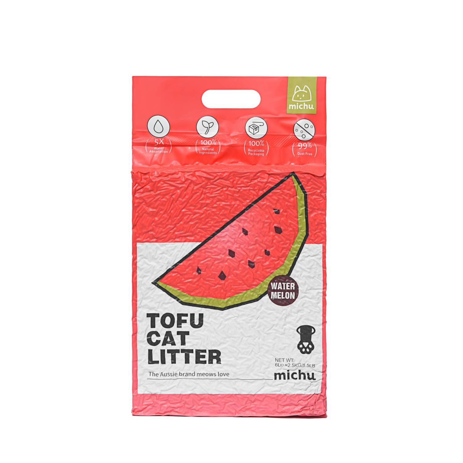 Michu Natural Clumping Tofu Cat Litter (Watermelon)
