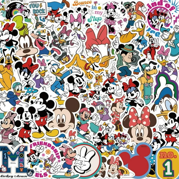 Mickey 100 Cartoon Anime Sticker Set - Cute Waterproof Vinyl Stickers for Water Bottles, Luggage, Bicycles, Cars, Gifts, Suitable for Kids, Teens, Adults