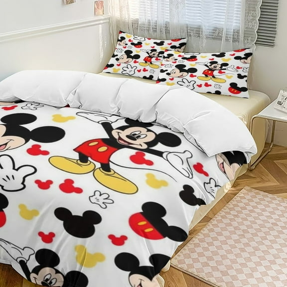 Mickey 3-piece Home Bed Set, Classic Cartoon Polyester Wash Student Dormitory Set