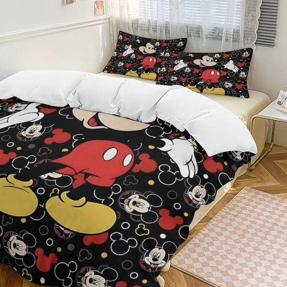 Mickey 3-piece Home Bed Set, Classic Cartoon Polyester Wash Student Dormitory Set