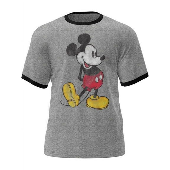Disney Mickey Adult Ringer Tee Shirt, XS-2XL (Unisex)
