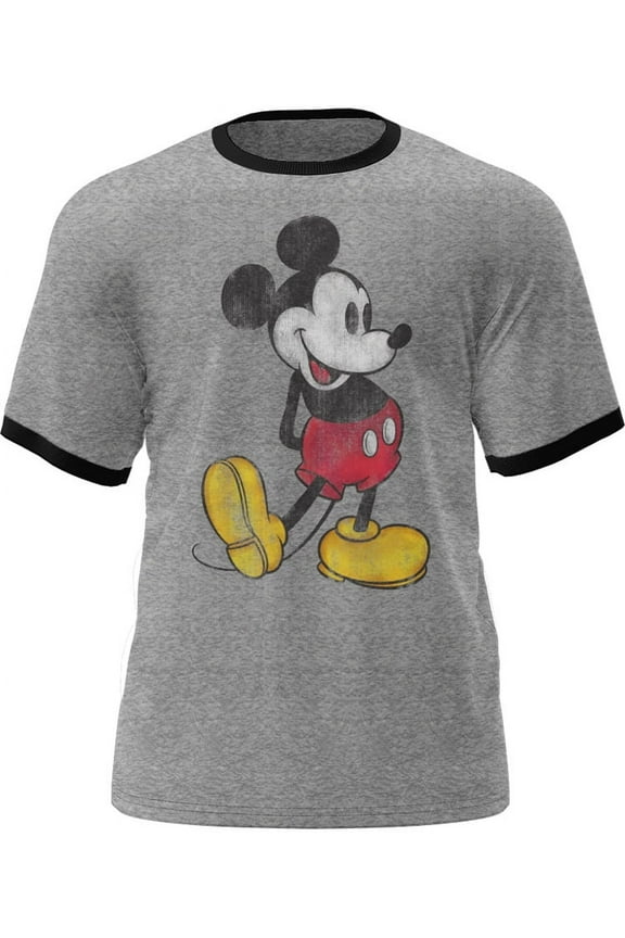Mickey Adult Ringer Tee Shirt, XS-2XL (Unisex)