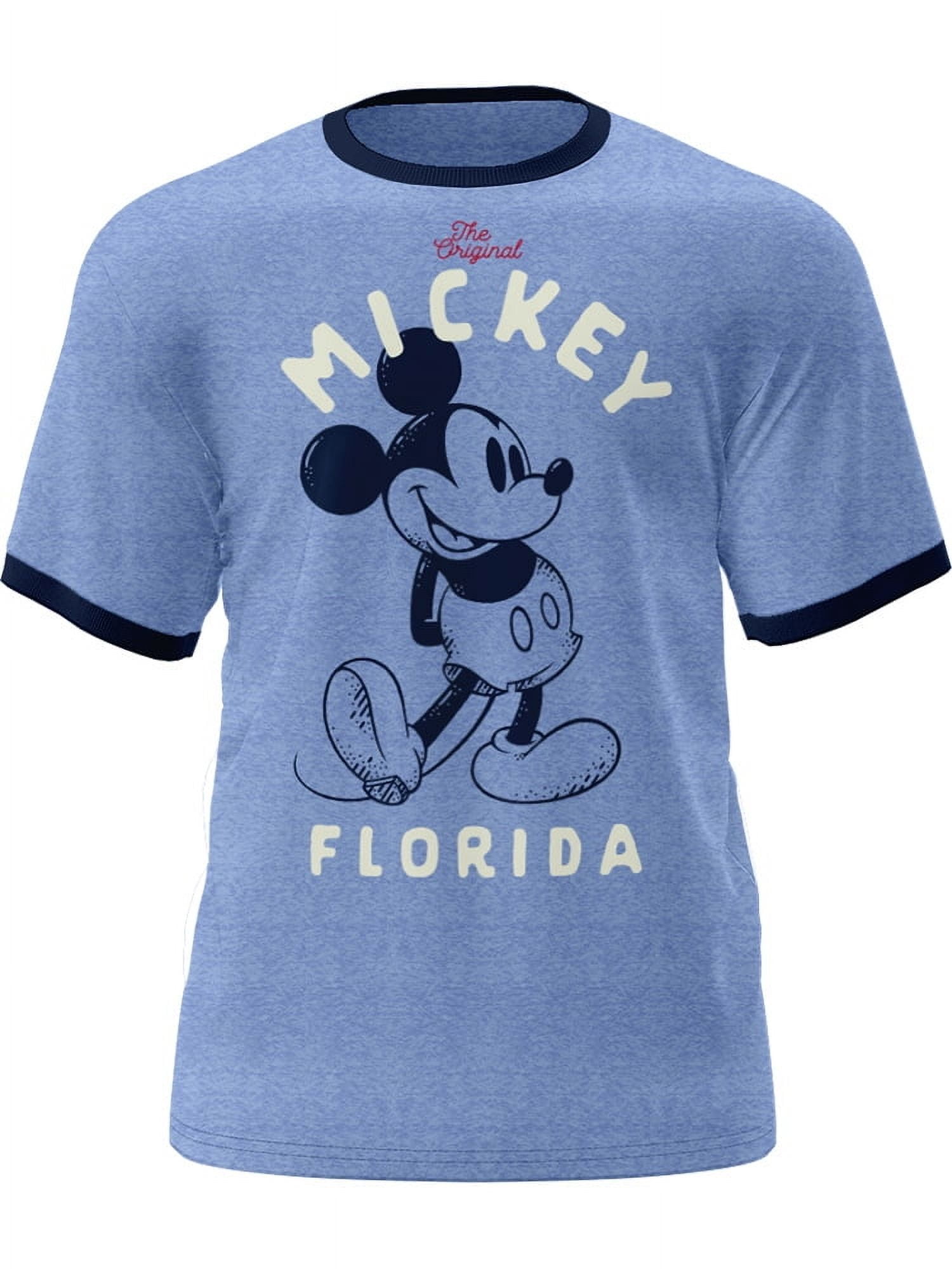 Disney Mickey Mouse Adult Ringer Tee Shirt, XS-XL (Unisex)