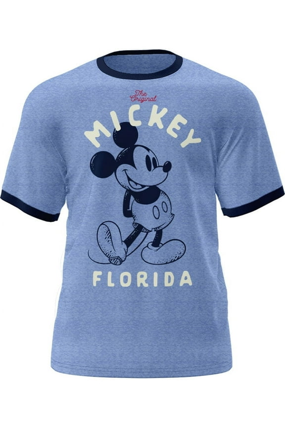 Mickey Mouse Adult Ringer Tee Shirt, XS-XL (Unisex)