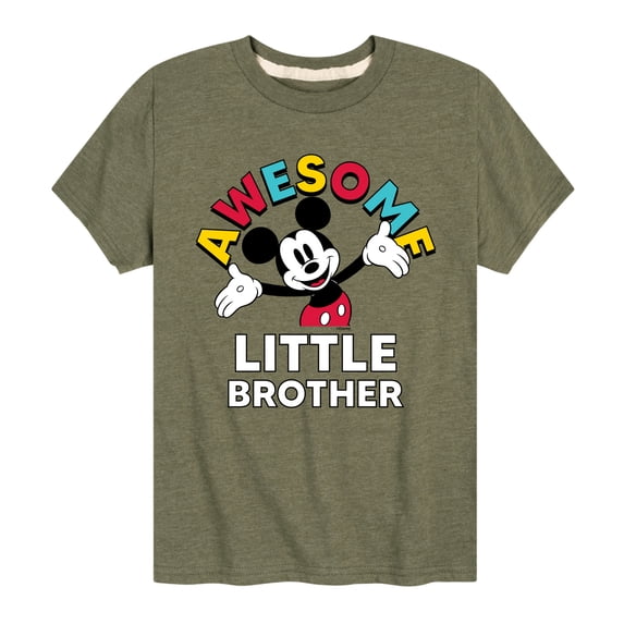 Mickey And Friends - Awesome Little Brother - Youth Short Sleeve Graphic T-Shirt