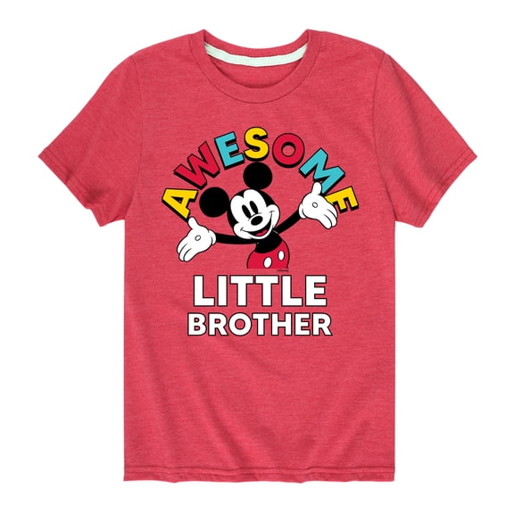 Mickey And Friends - Awesome Little Brother - Youth Short Sleeve Graphic T-Shirt