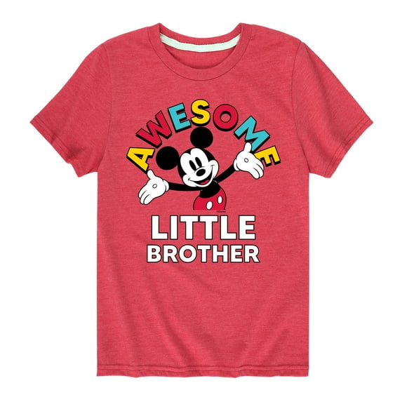 Mickey And Friends - Awesome Little Brother - Youth Short Sleeve Graphic T-Shirt